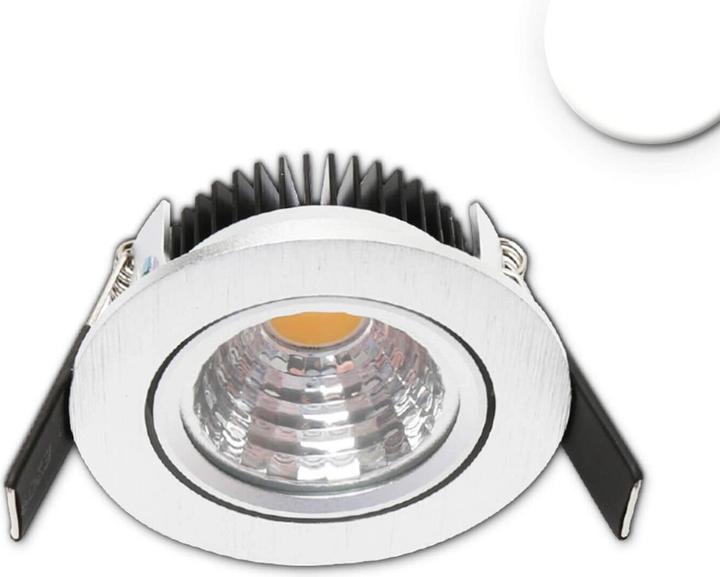 Actual product image Isoled LED recessed spotlight MiniAMP 24V DC, 68mm hole, brushed aluminium, 5W, neutral white 4000k