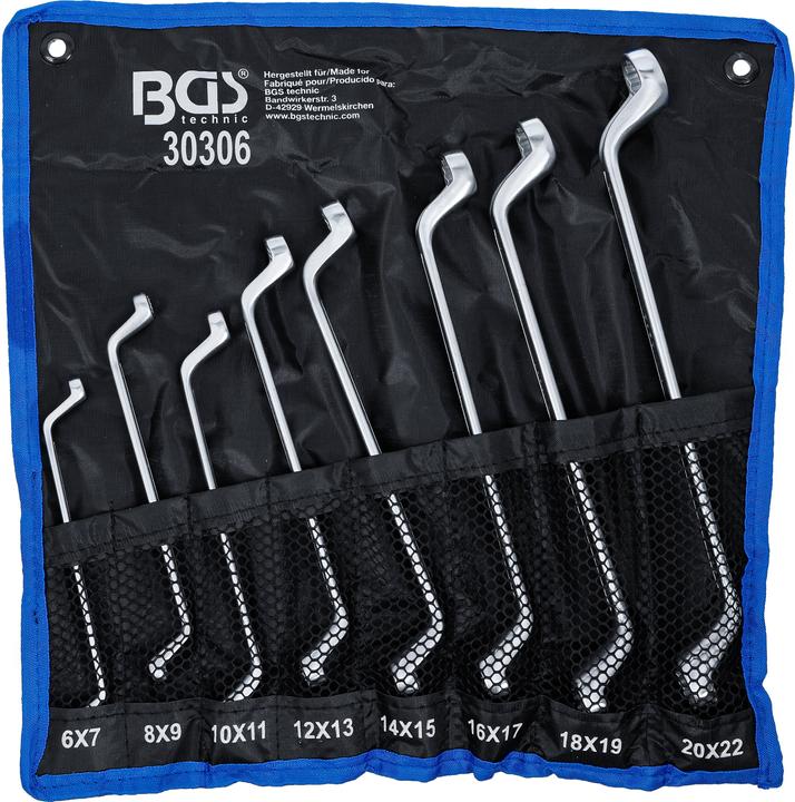 Actual product image BGS Double Ring Spanner Set deep offset ends 6 x 7 - 20 x 22 mm 8 pcs.