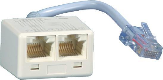 Actual product image Metz Connect BTR UAE-Adpt. w.Verl. 0,1m WE 8- 2x WE8 2-pole 2x Western 8/8 RJ-45 2-pole Outlets split...