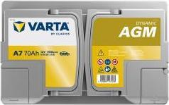 Image du produit Varta Dynamic AGM A7 AGM3 12V 70 AH 760EN (A) (12 V, 70 Ah, 760 A)