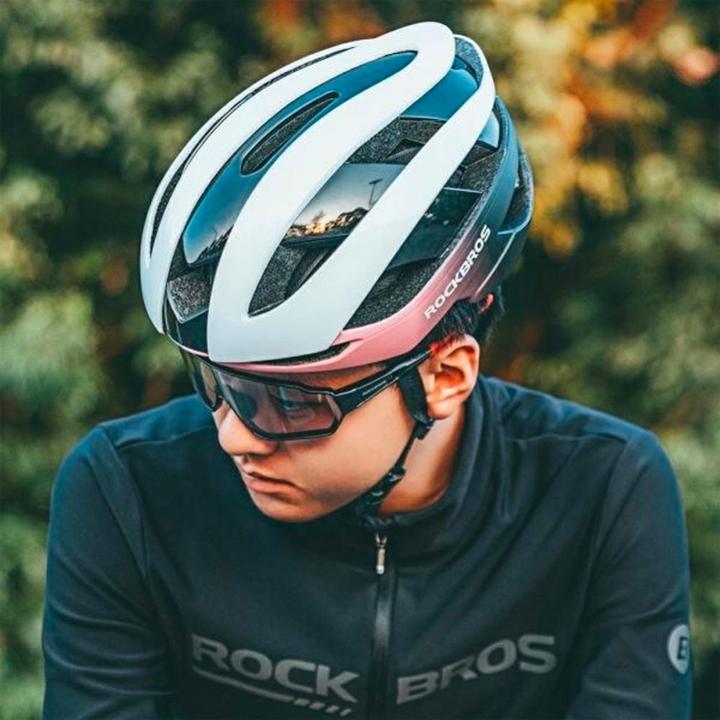 Actual product image Rockbros bicycle helmet 10110004008 size M - blue and pink (55 - 59 cm)