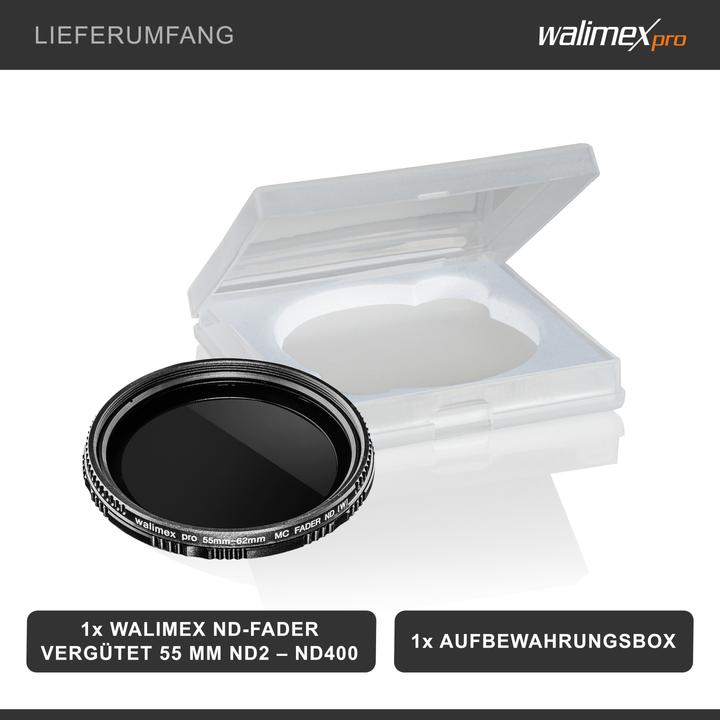Immagine prodotto Walimex pro per ND fader ND2 - ND400 rivestito 55 mm (55 mm, Filtri grigi, 55 mm)