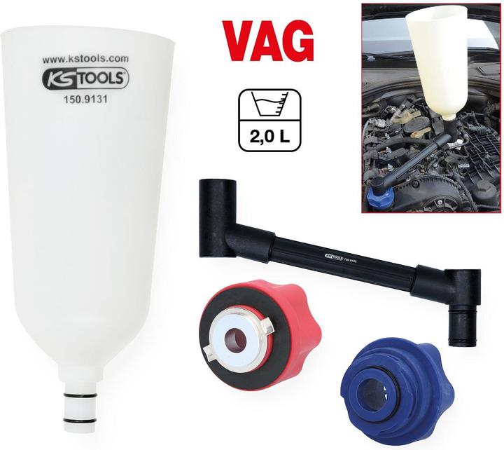Actual product image KS Tools Oil filling funnel set with rotatable angle arm for VAG | 4-pcs.