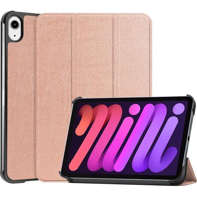 MU Classic Dreifach faltbare Leder Hülle (iPad mini 6), Tablet Hülle, Rosa