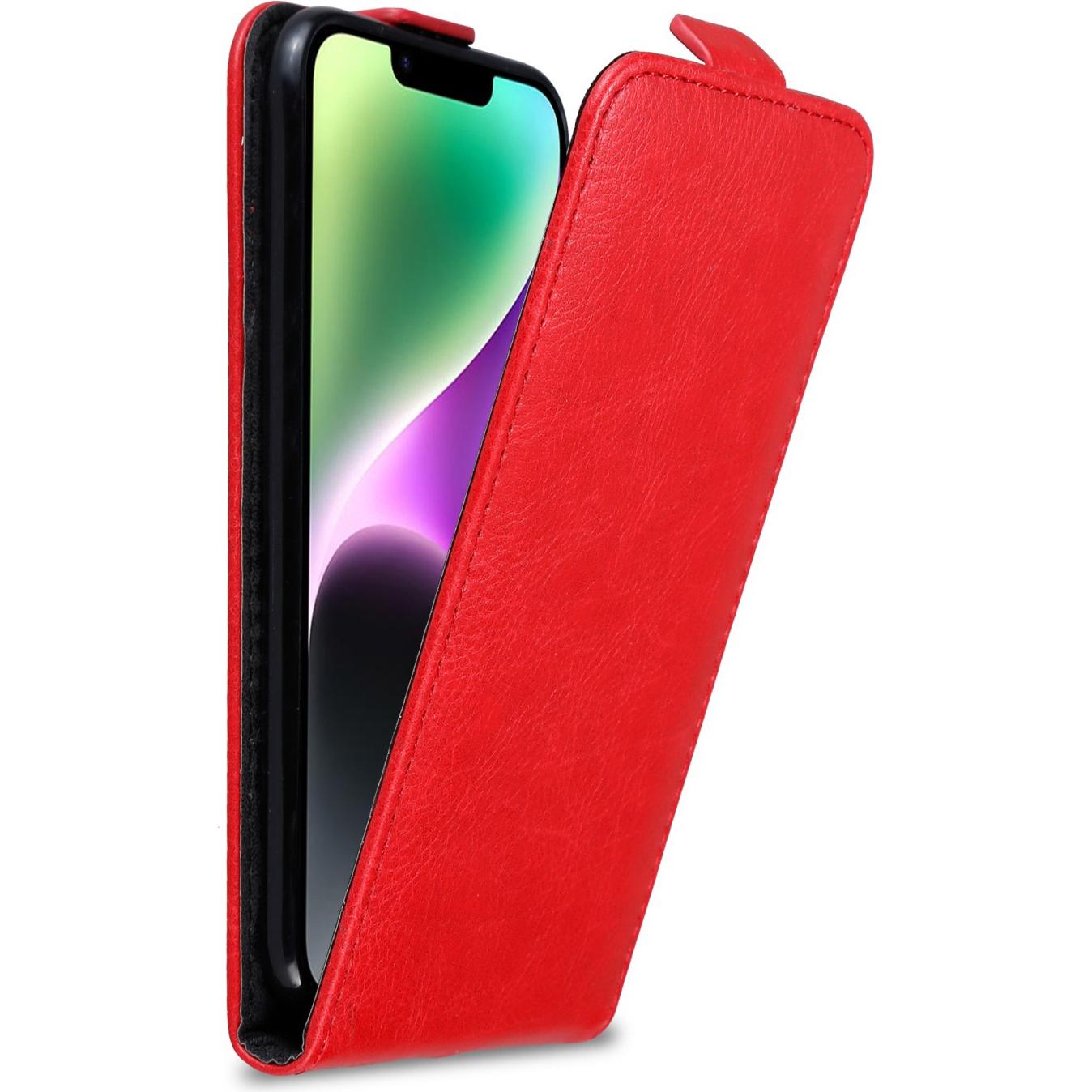 Cadorabo Hülle für Apple iPhone 14 PLUS im Flip wie Invis Style (Apple iPhone 14 Plus), Smartphone Hülle, Rot