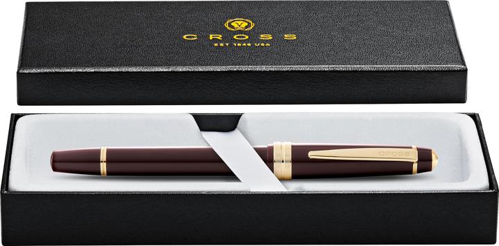 Productafbeelding Cross Rollerball Bailey licht bordeaux rood, goudkleurige afspraken in geschenkverpakking (Rood/goud, 1 x)