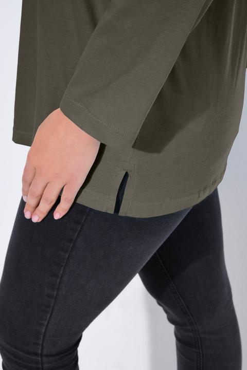 Image du produit Ulla Popken T-shirt coupe Relaxed Fit, décolleté en V et manches longues (58)