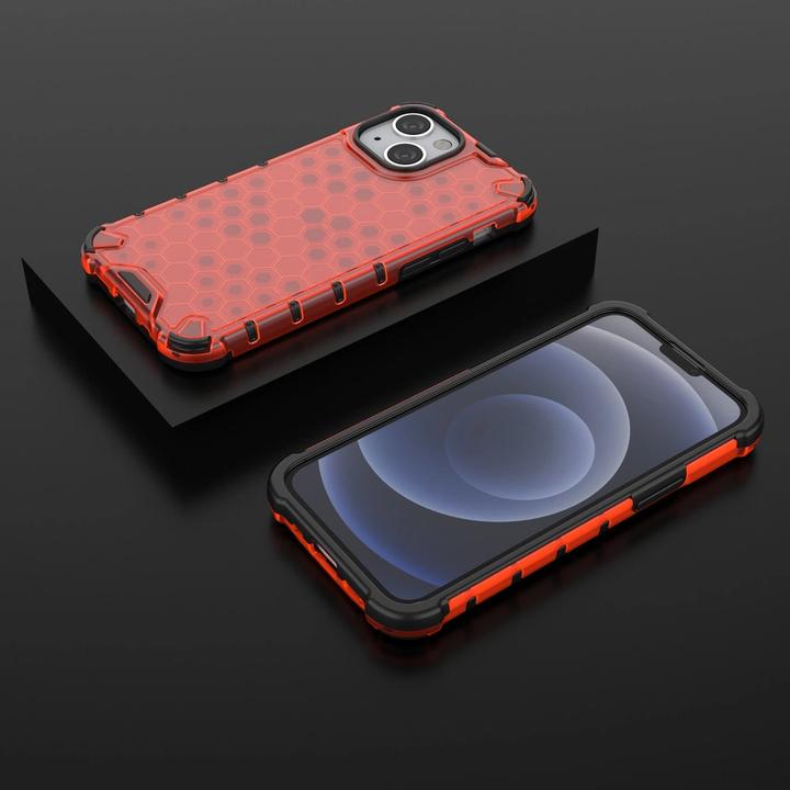 Actual product image Hurtel Honeycomb Case armor cover with TPU Bumper for iPhone 13 mini red (Apple iPhone 13 mini)