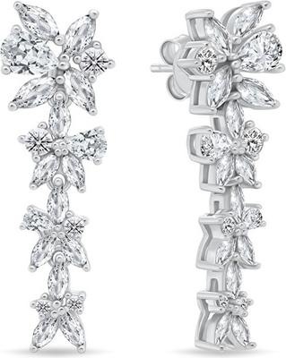 Produktbild Brilio Silver - Silver dangle earrings with clear zircons Flowers EA1159W
