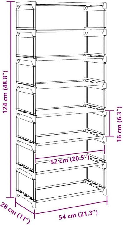 Immagine prodotto vidaXL Schuhregal (54 x 28 x 124 cm)