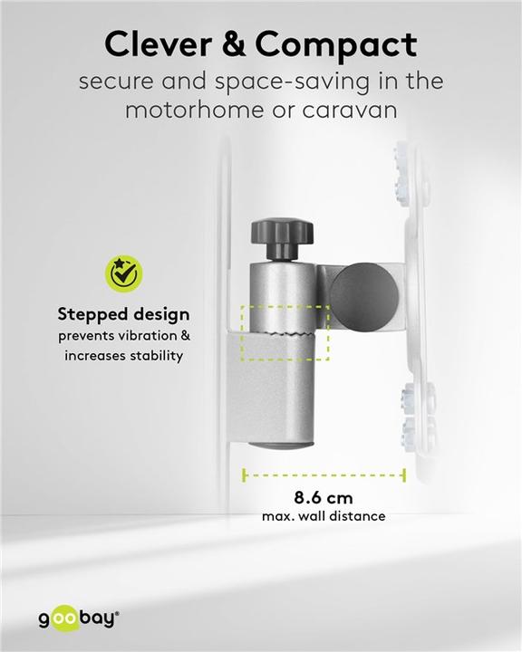 Image du produit Goobay Support TV mural Caravan FULLMOTION M, Argent (Mur, 15 kg, 13" - 43")