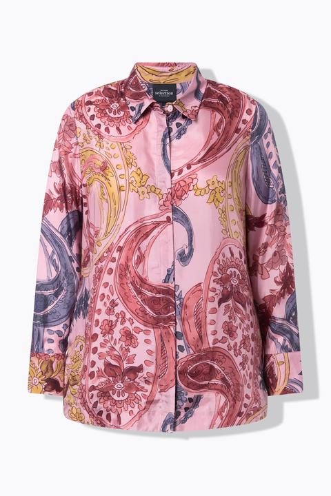 Immagine prodotto Ulla Popken Blusa con Cupro, design floreale, collo da camicia e maniche lunghe (60)