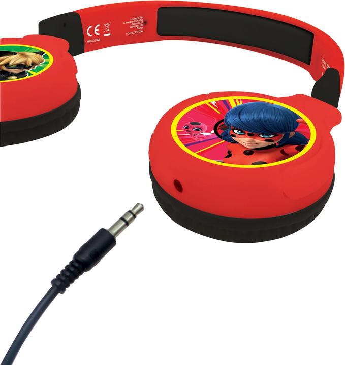 Actual product image Lexibook Miraculous headphones for children, 2 in 1 Bluetooth and cable connection, foldable, volume limiter