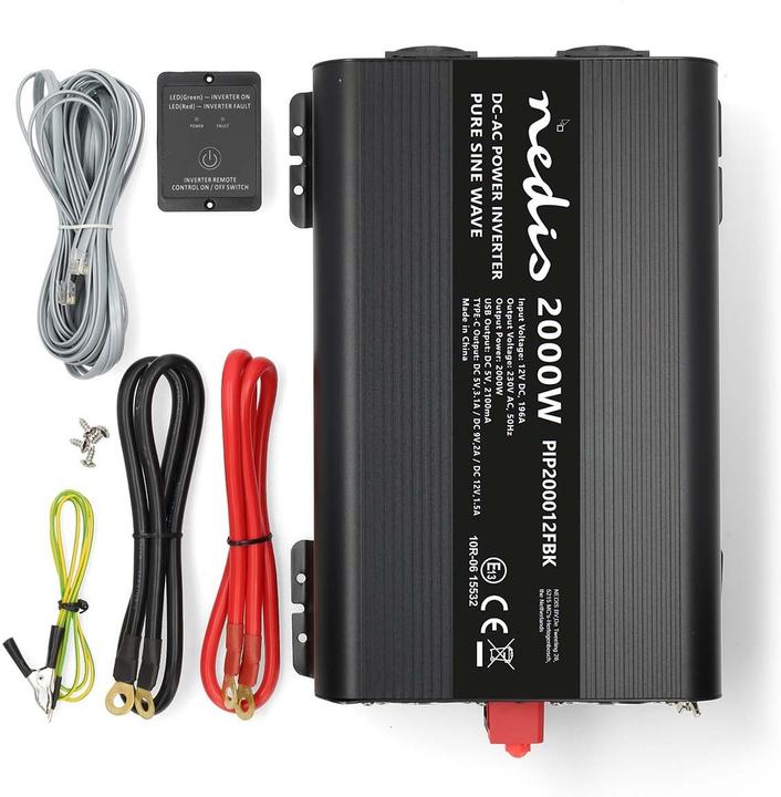 Produktbild Nedis Power Inverter Reine Sinus-Wellen - Eingangsspannung: 12 V DC - Geräteausgangsanschluss: Type