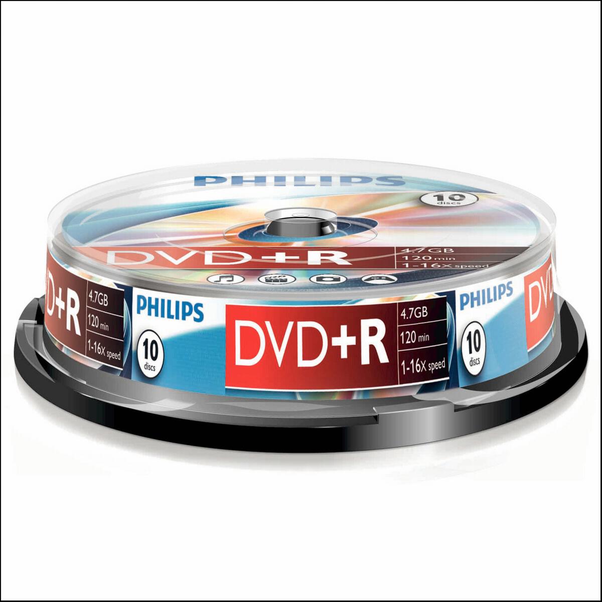Thumbnail - Philips 1x10 DVD+R 4,7GB 16x SP (10 x), Optischer Datenträger