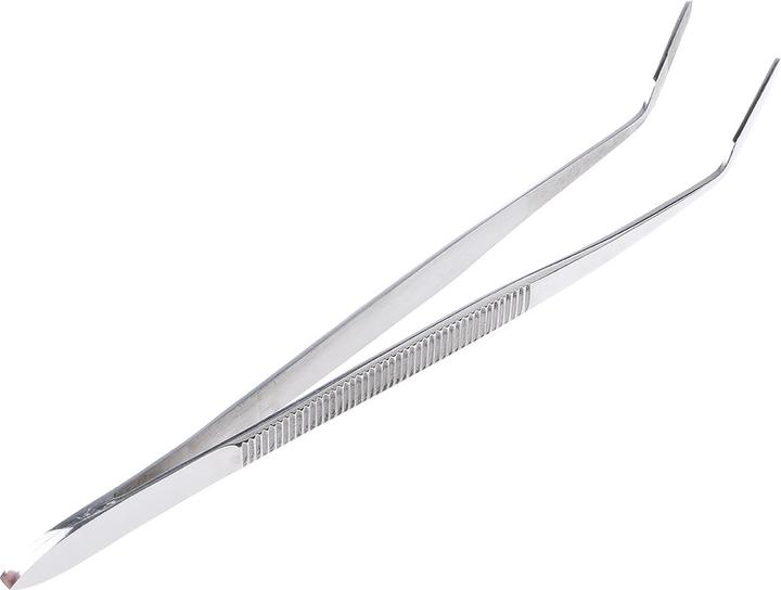 Immagine prodotto RS PRO Pinzetta in acciaio inossidabile, punta piatta fine, scanalata, 150 mm mm