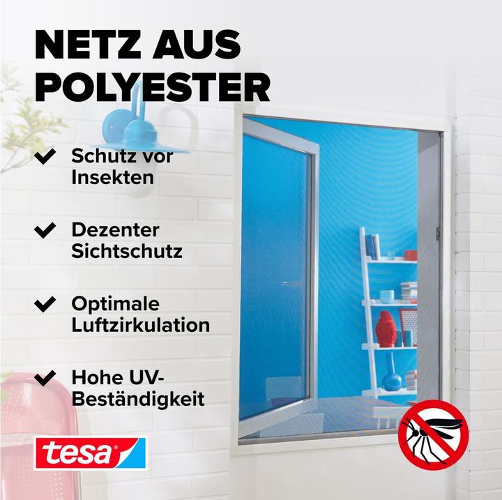 Produktbild tesa Insektenschutz STANDARD für Fenster, mit Klettband, ohne Bohren (150 x 180 cm)