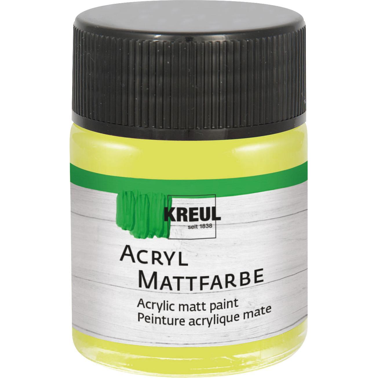 Kreul, Künstlerfarbe + Bastelfarbe, Acryl Mattfarbe, 50 ml (Lemon, 50 ml)