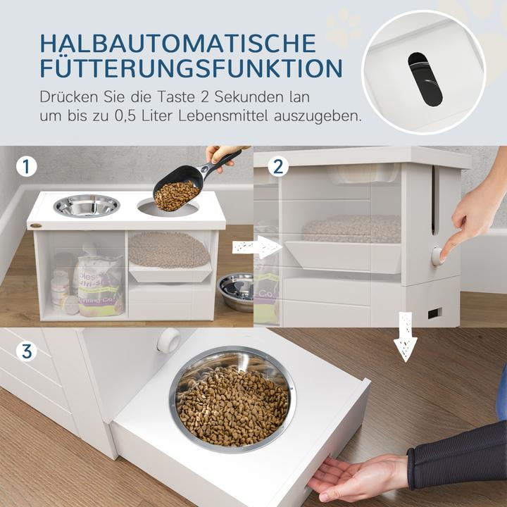 Produktbild PawHut Hundenapf MDF, Stahl Weiss (2 l)