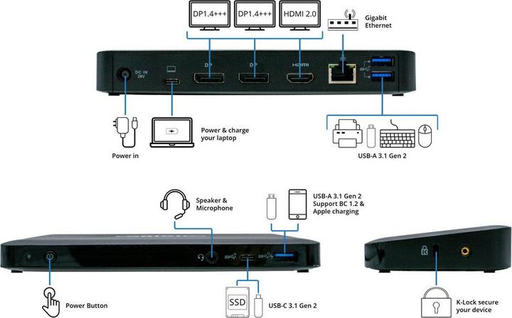 Produktbild Origin Storage Origin Wired USB 3.0 (3.1 Gen 1) Type-C EQV to HP USB-C Universal Dock (USB-C)