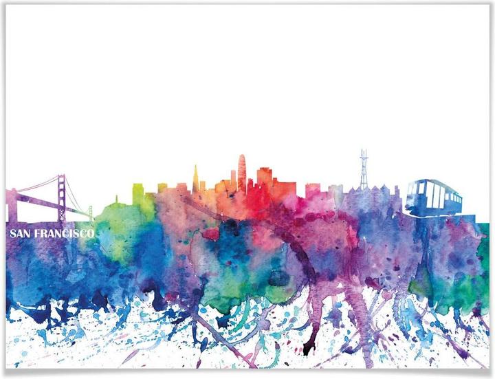 Immagine prodotto Trenddeko San Francisco Skyline ad acquerello (60 x 50 cm)