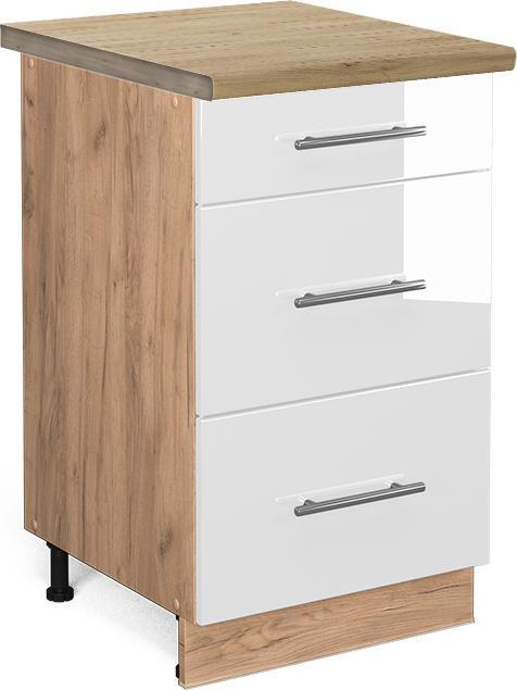 Gold power oak, White, White High Gloss