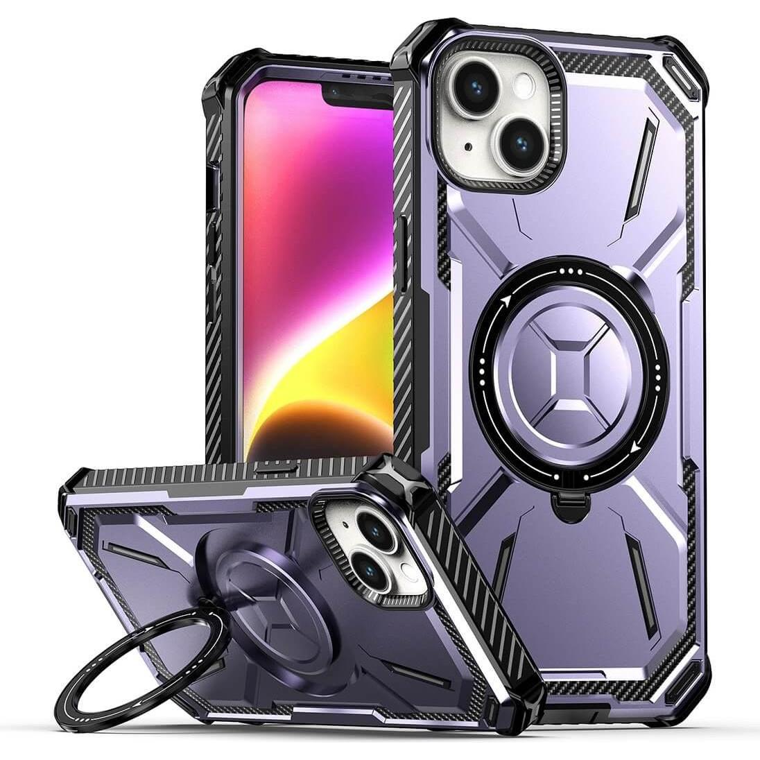 Cover-Discount iPhone 15 - Armor Case mit Kickstand violett (Apple iPhone 15), Smartphone Hülle, Violett