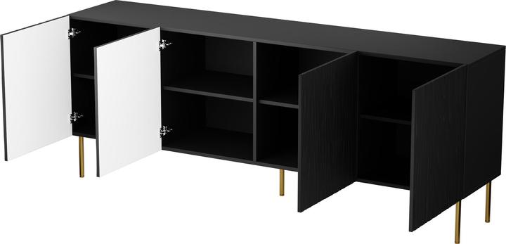 Actual product image Cama JUNGLE chest of drawers 190x40.5x74.5 black matt + golden legs (190 x 40.5 x 74.5 cm)