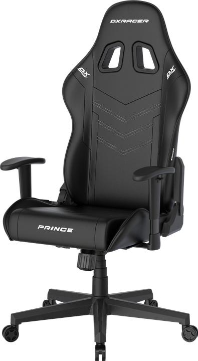 DXRacer Prince Gaming Chair Regular L, PVC, schwarz schwarz mit weissen Nähten