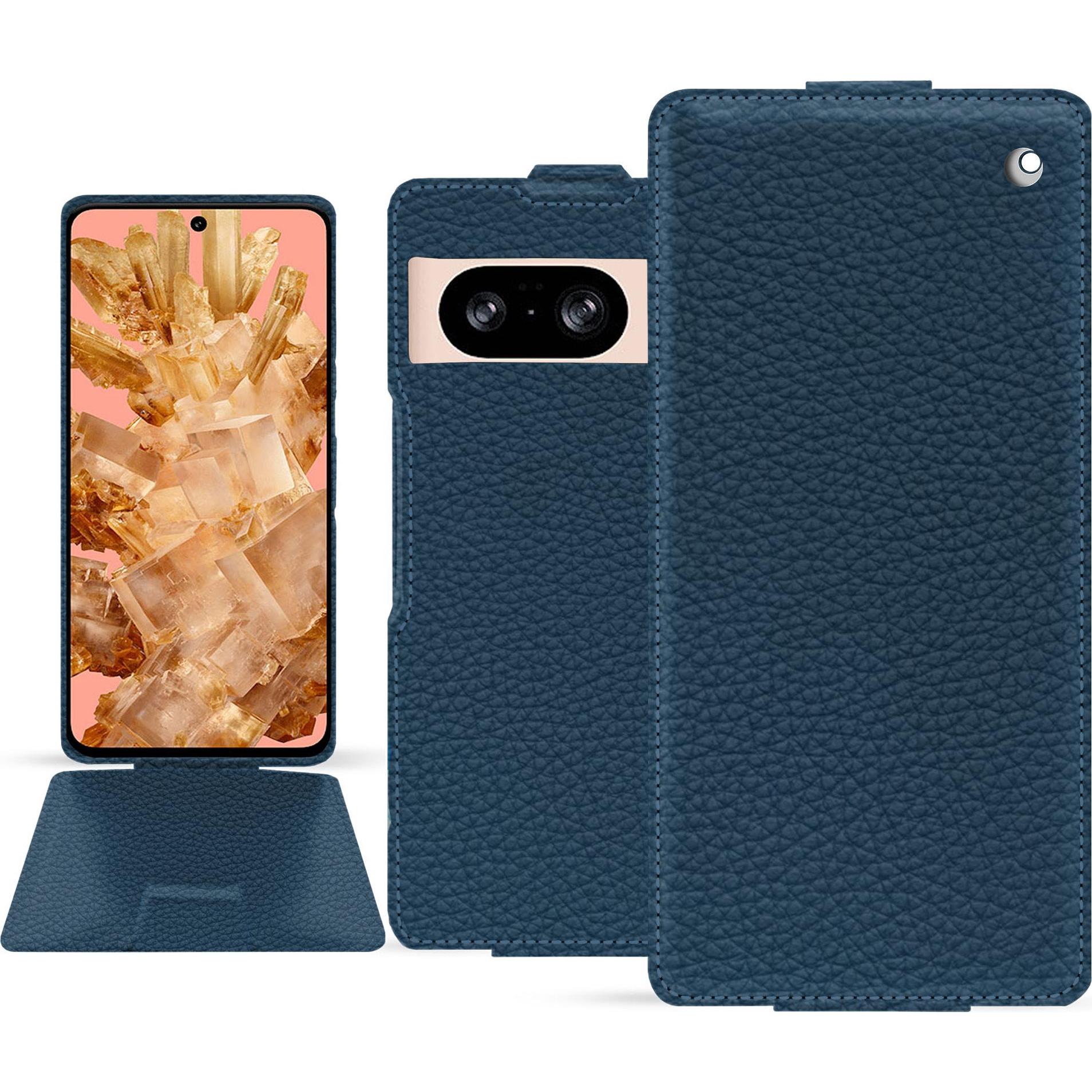 Noreve Lederschutzhülle vertikal (Google Pixel 8), Smartphone Hülle, Blau