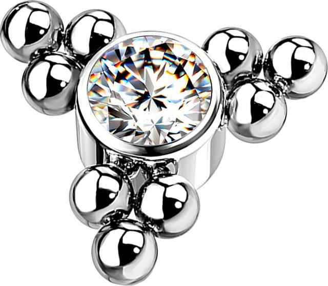 Produktbild Star Piercing Dermal Anchor silber Kugeln Dreieck mit Kristall silber (ohne Messing, Titan)