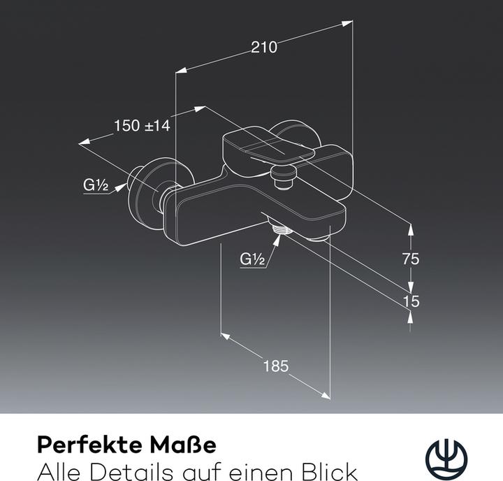 Produktbild Kludi X3 Wannenarmatur Aufputz, Wannenfüll- und Brause-Einhandmischer