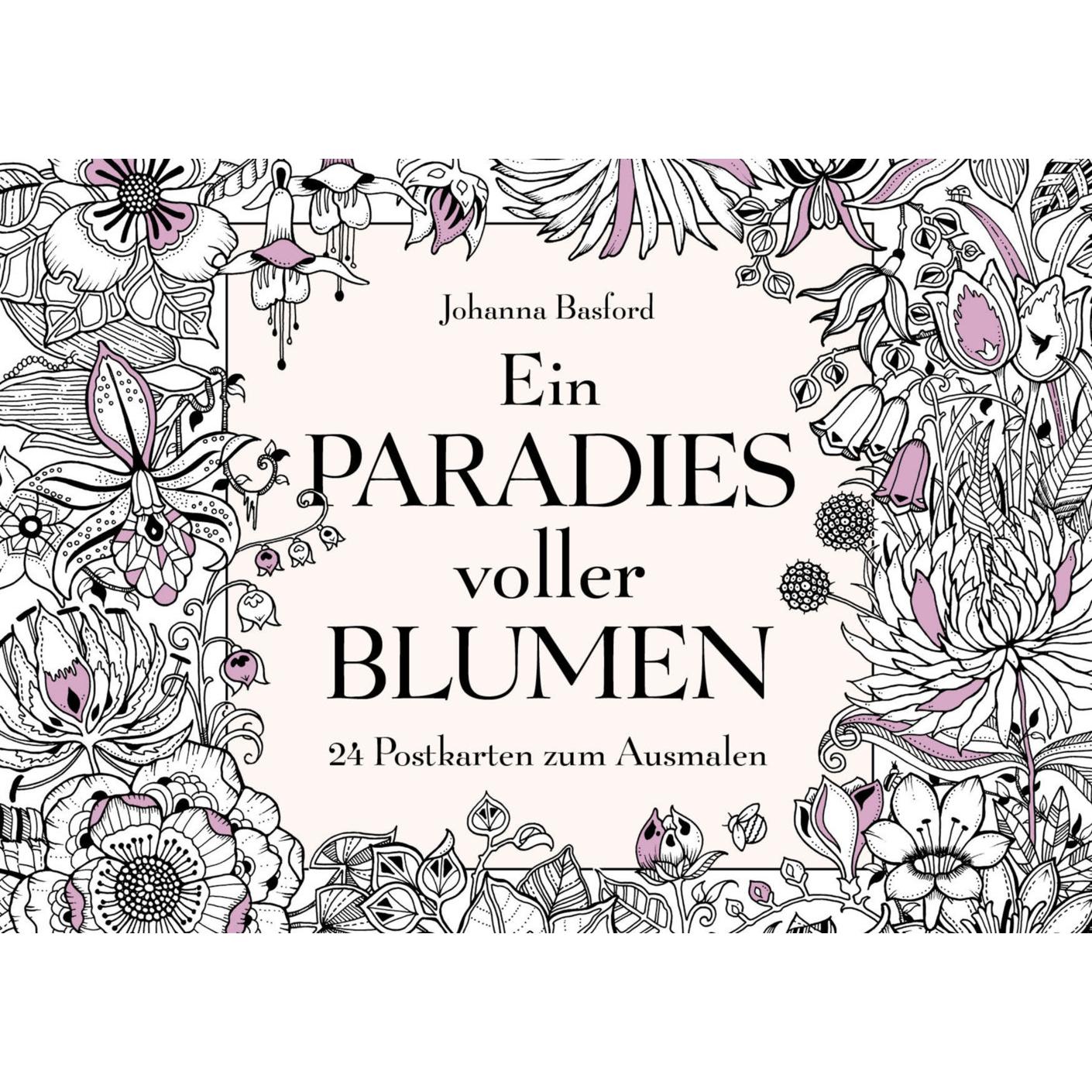 Carlsen 24 Postkarten zum Ausmalen Ein Paradies voller Blumen