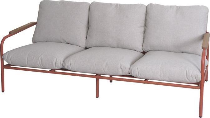 Mendler Banc de jardin O11 en aluminium, 3 places, tissu oléfine (205 g/m²) 184cm - terracotta Coussin beige