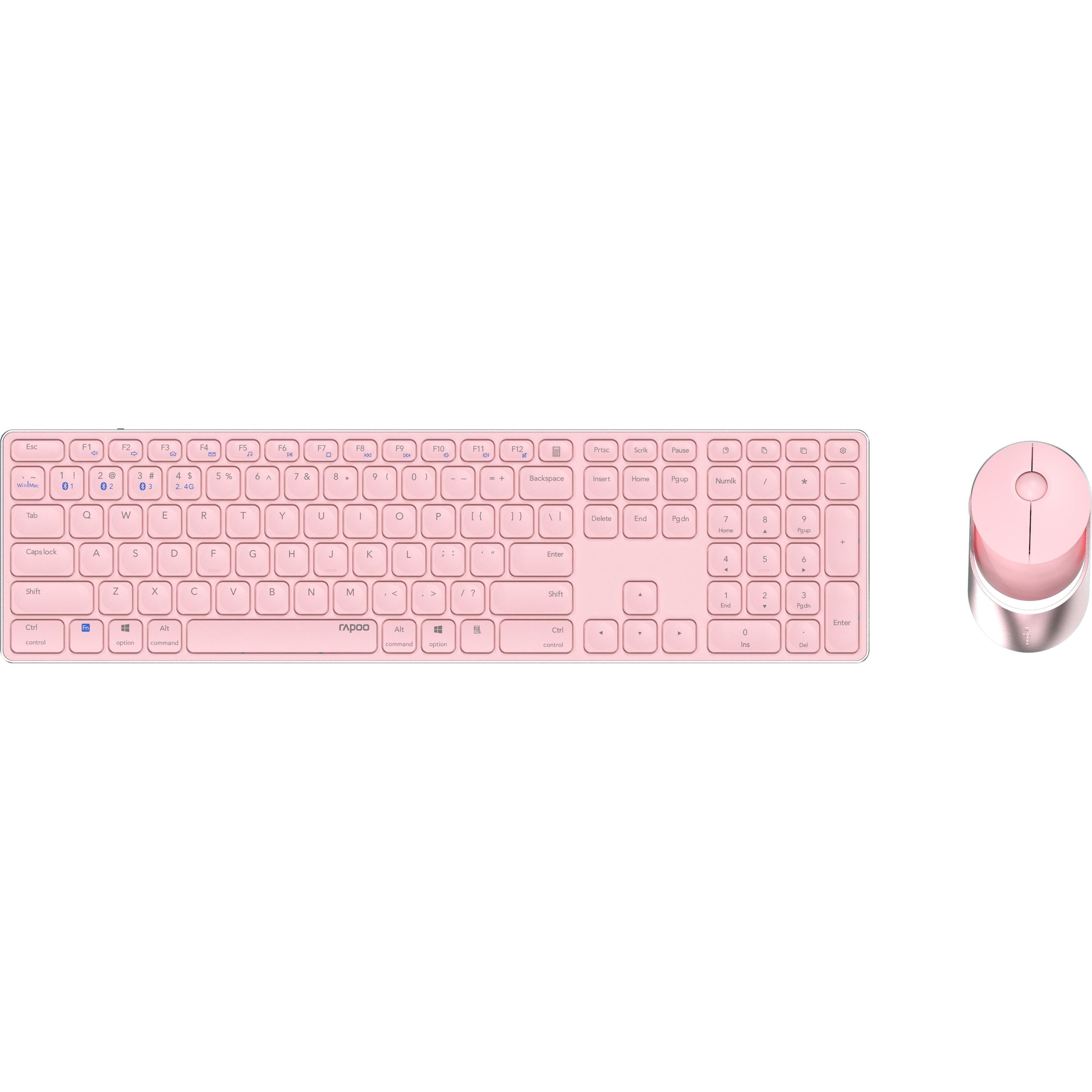 Rapoo 9850M (DE, Kabellos), Tastatur, Pink
