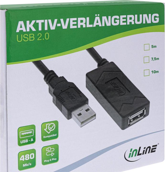 Immagine prodotto InLine Prolunga attiva USB 2.0, spina/presa USB-A, 5 m (5 m, USB 2.0)