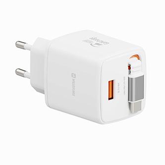 Produktbild Swissten Netzadapter SlideCHARGE GaN 45W, 1 Anschluss, MIT EINZIEHBAREM USB-C-KABEL (45 W, 1 Port)