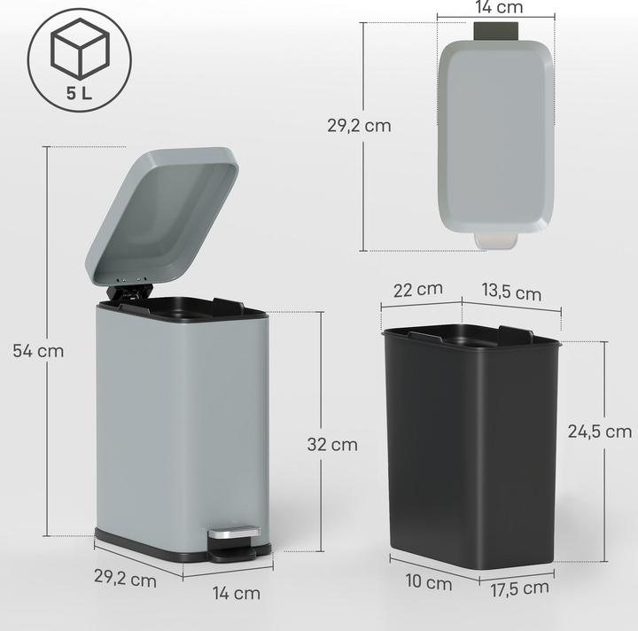 Produktbild Homcom Mülleimer mit Fusspedal (5 l)
