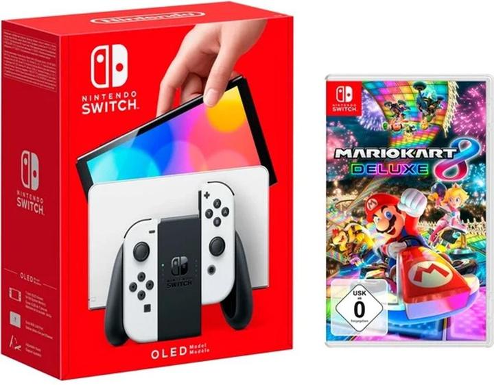 Produktbild Nintendo Switch (OLED-Modell) (weiss, inkl. Mario Kart 8 Deluxe)