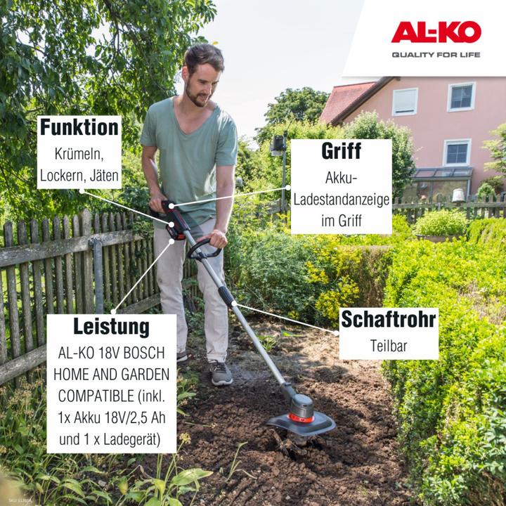 Actual product image AL-KO 18 V Bosch Home And Garden Compatible Battery Cultivator TL 1820 Set
