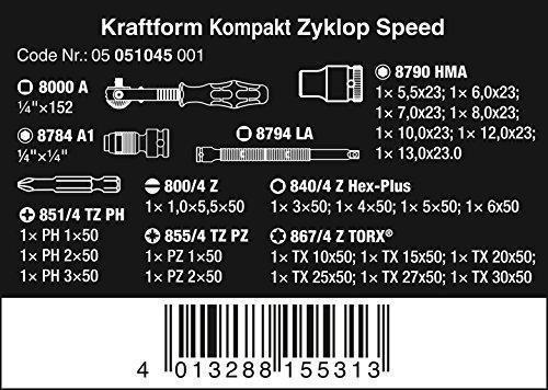 Nutritional values and ingredients Wera Kraftform Kompakt Zyklop Speed