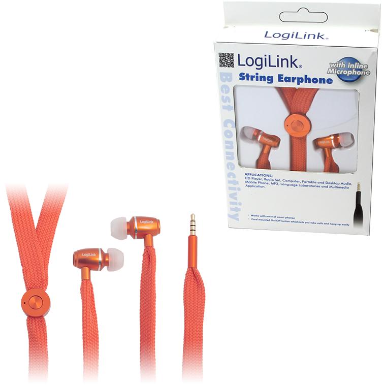 Thumbnail - LogiLink String Earphone (Kabelgebunden), Kopfhörer, Orange