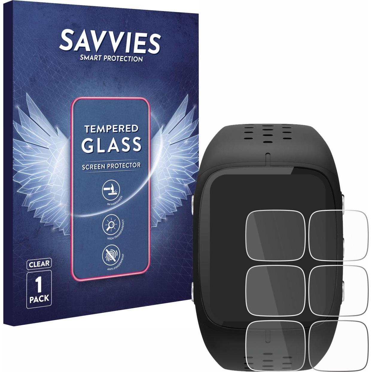 Savvies Panzerglas Hartglas Displayschutz, Smartwatch Schutzfolie, Transparent