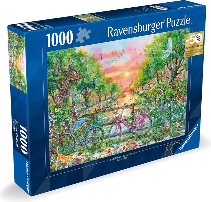 Actual product image Ravensburger Puzzle 12001089- Dreamy bicycles in Amsterdam - 1000 piece jigsaw puzzle for adults (1000 pieces)