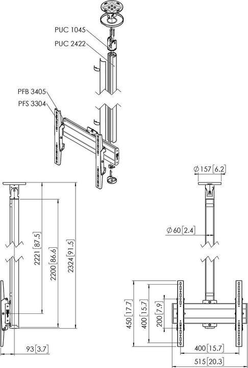 Actual product image Vogels CT242244B Ceiling bracket (Ceiling, 40 kg, 32" - 65")