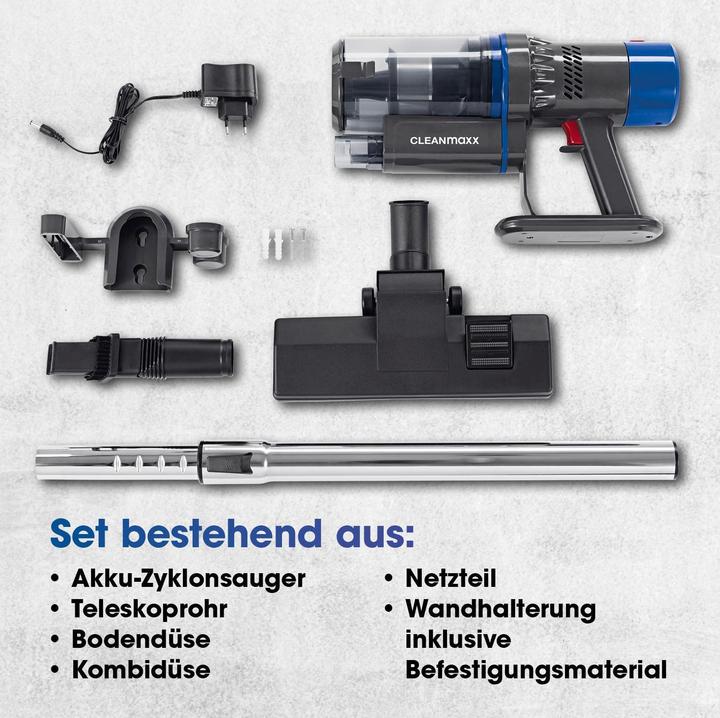 Produktbild CleanMaxx Akku-Hand- und Stielsauger Grau / Blau, Fassungsvermögen