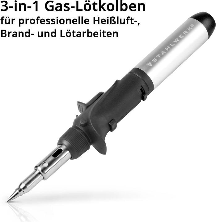 Actual product image Stahlwerk GLK-500 ST gas soldering iron with 200-500°C soldering temperature in a complete set