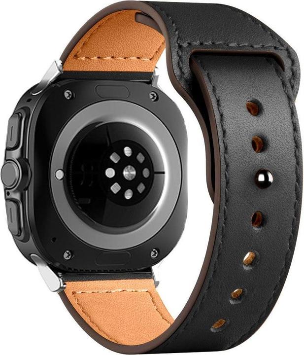 Actual product image Tech-Protect Leatherfit Strap for Samsung Galaxy Watch Ultra (47mm) - Black (Genuine leather)