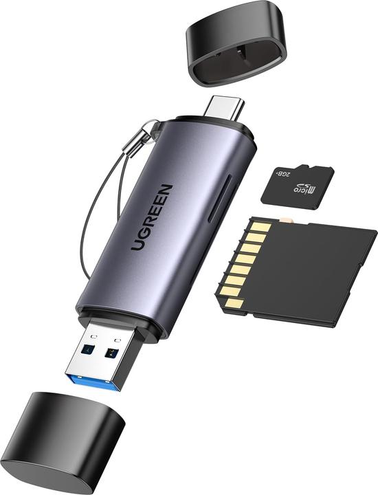 Productafbeelding Ugreen CM304 USB + USB-C Adapter Kaartlezer SD + microSD (zwart) (USB-C)