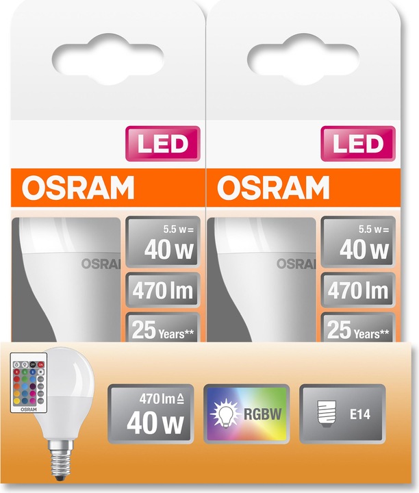 Actual product image Osram Led Retrofit Rgbw Lamps With Remote Control (E14, 40 W, 470 lm, 1 x, F)